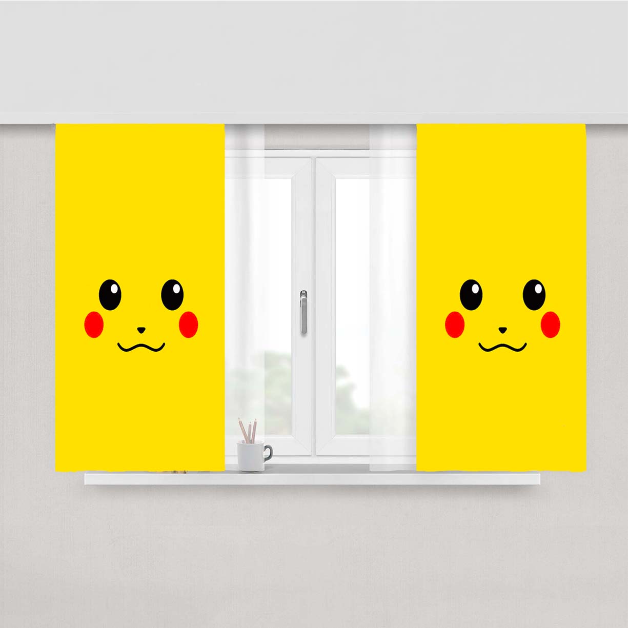 Pokemon Pikachu Vector Peach Skin Window Curtains