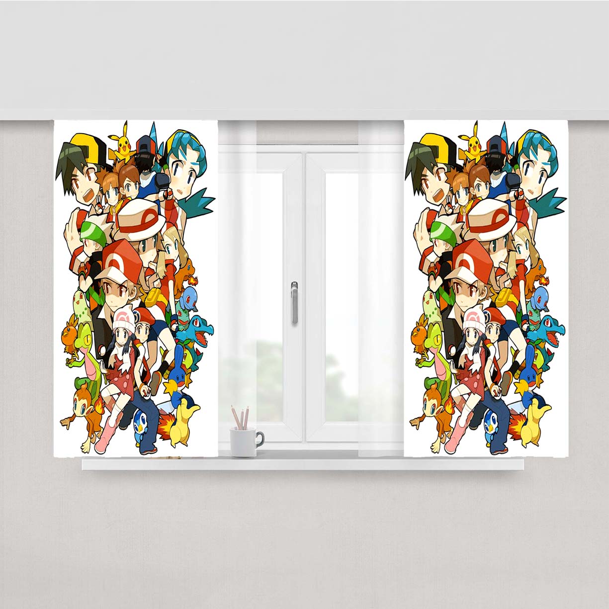 Pokemon Playable Characters Doodle Peach Skin Window Curtains
