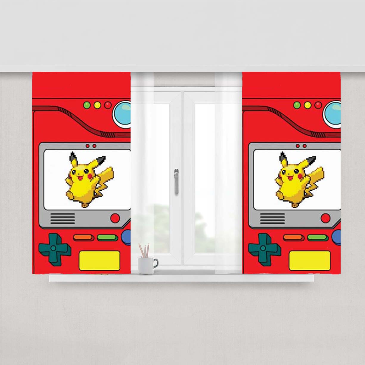Pokemon Pokedex Sprite Peach Skin Window Curtains