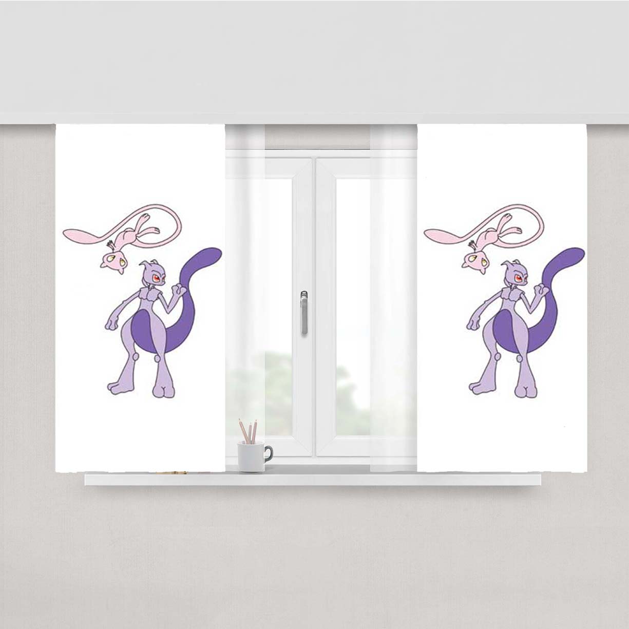 Pokemon Purple Creatures Peach Skin Window Curtains