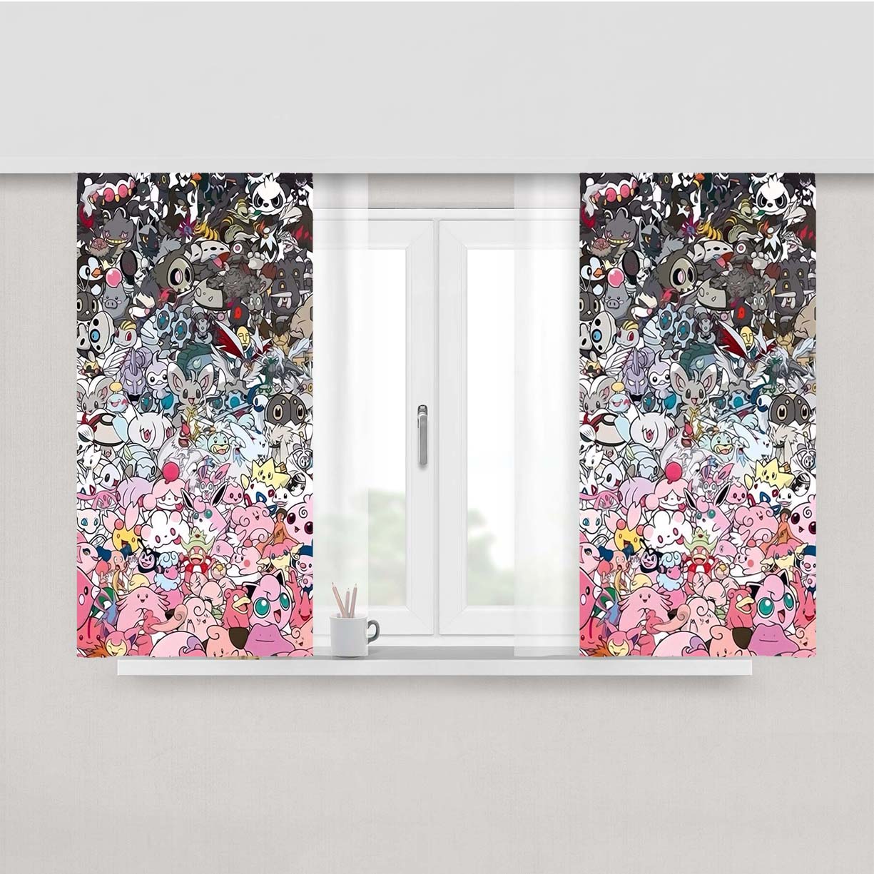 Pokemon Rainbow Peach Skin Window Curtains