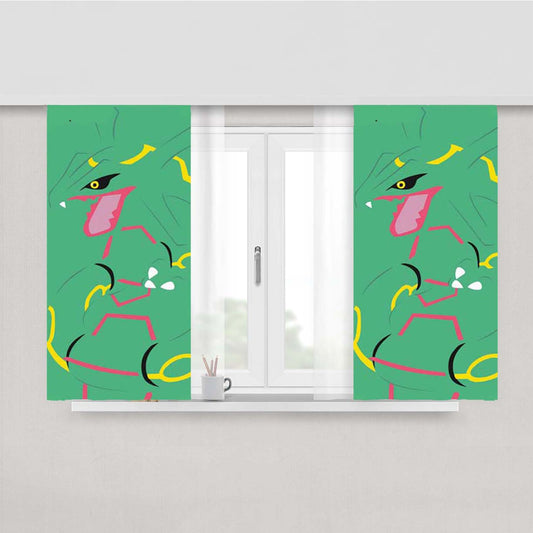Pokemon Rayquaza Minimal Peach Skin Window Curtains
