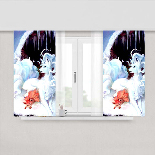 Pokemon Shiny Ninetales Alola Form Peach Skin Window Curtains