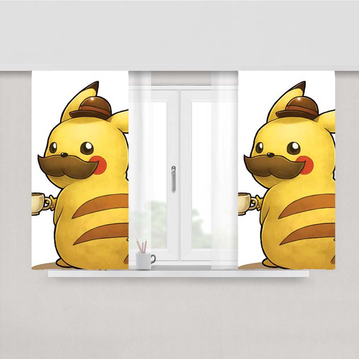 Pokemon Sir Pikachu Peach Skin Window Curtains