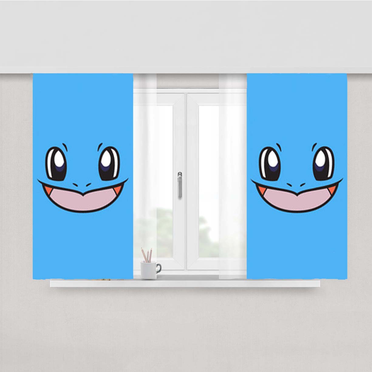 Pokemon Squirtle Peach Skin Window Curtains