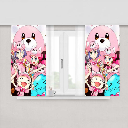 Pokemon Team Rocket Post Grain Peach Skin Window Curtains
