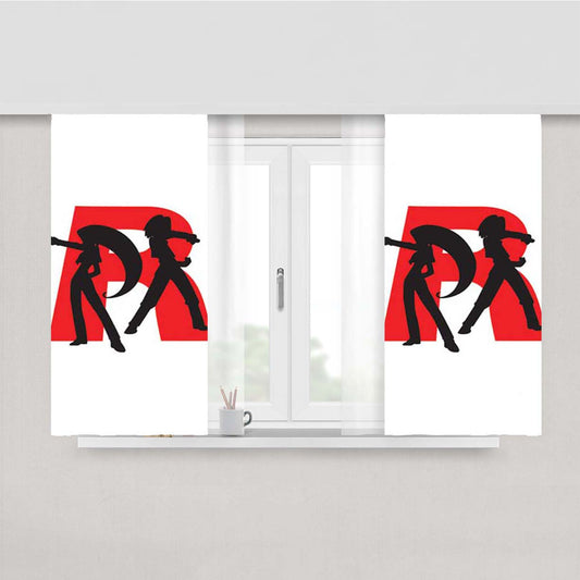 Pokemon Team Rocket Silhouettes Peach Skin Window Curtains