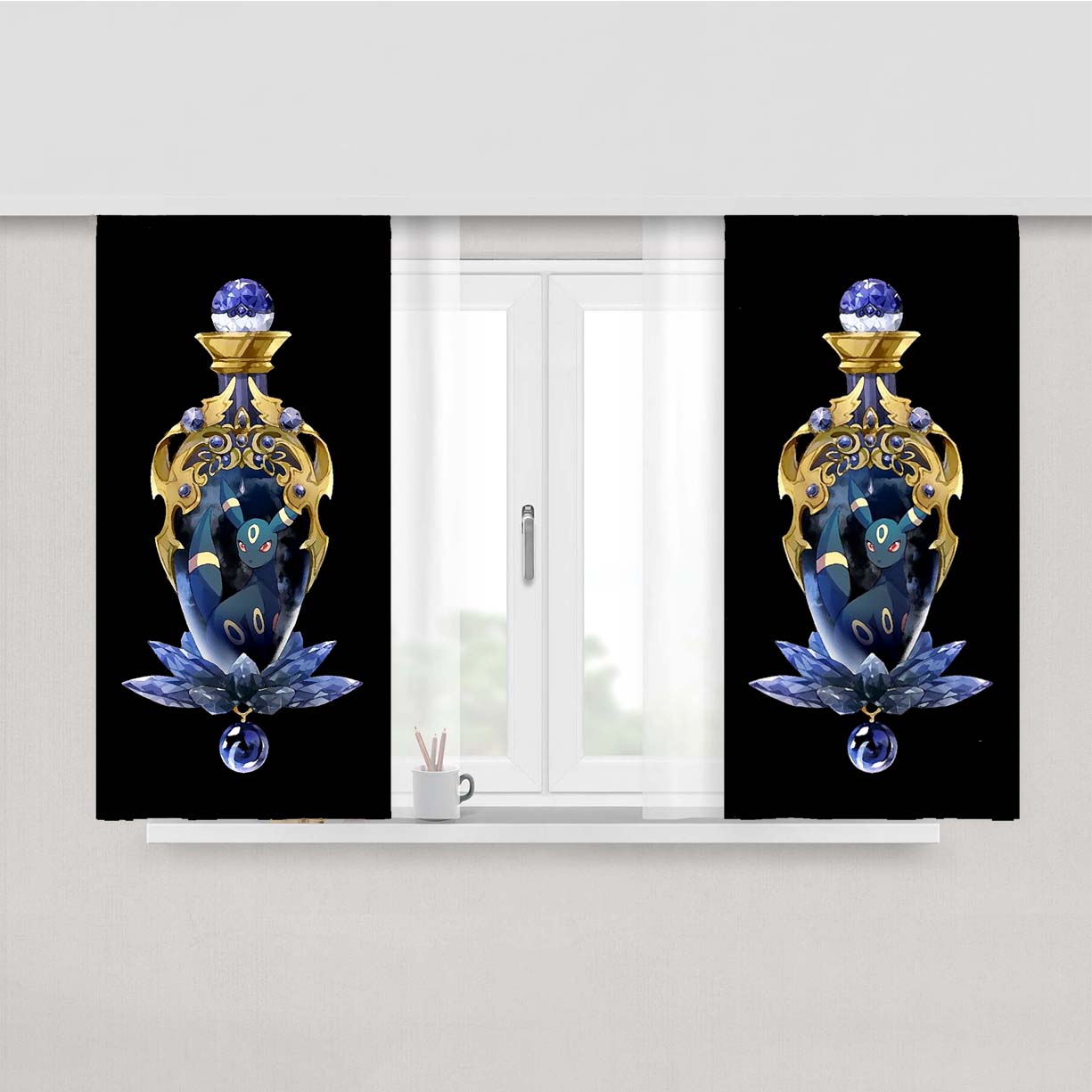 Pokemon Umbreon Diamond Peach Skin Window Curtains