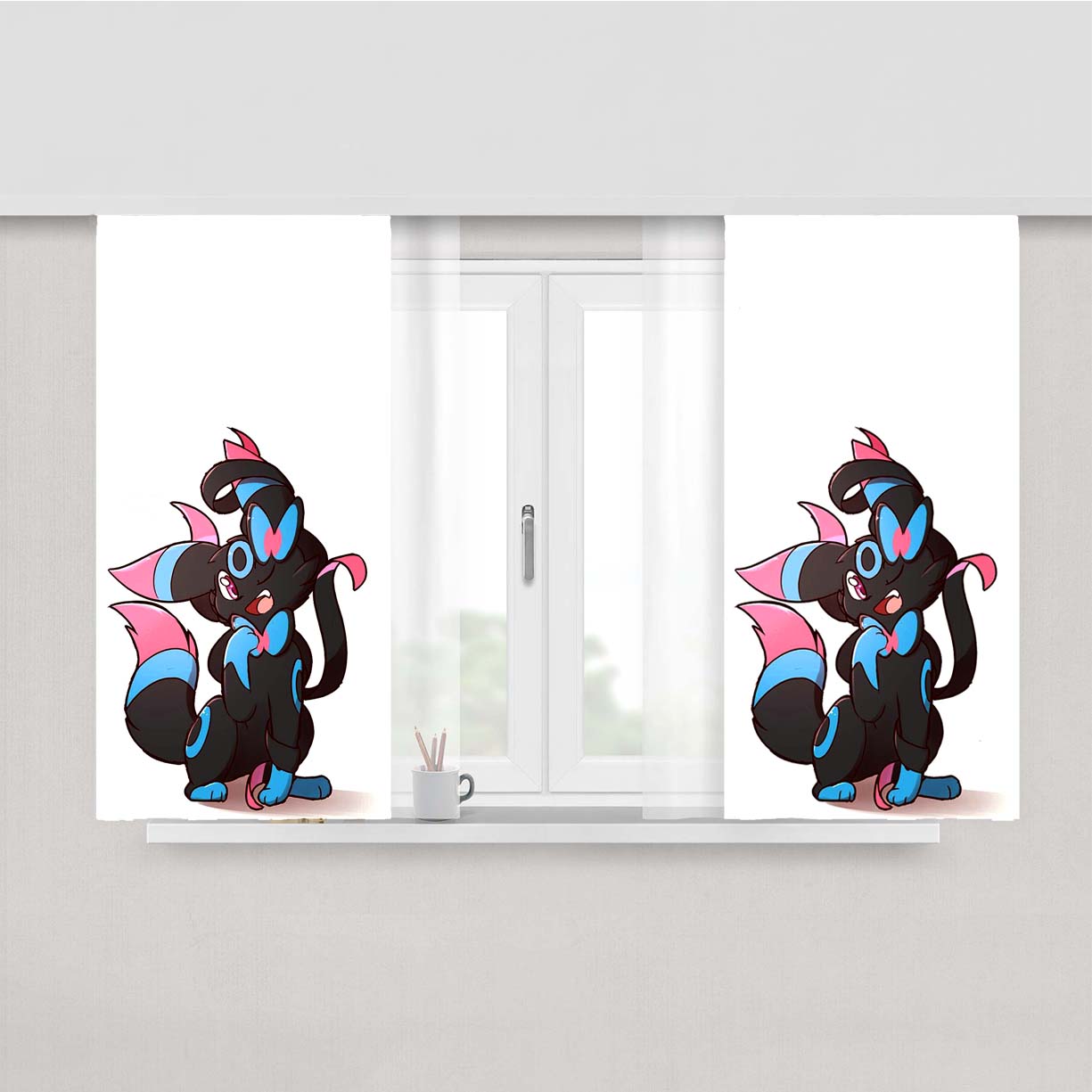 Pokemon Umbreon Eevee Cute Peach Skin Window Curtains