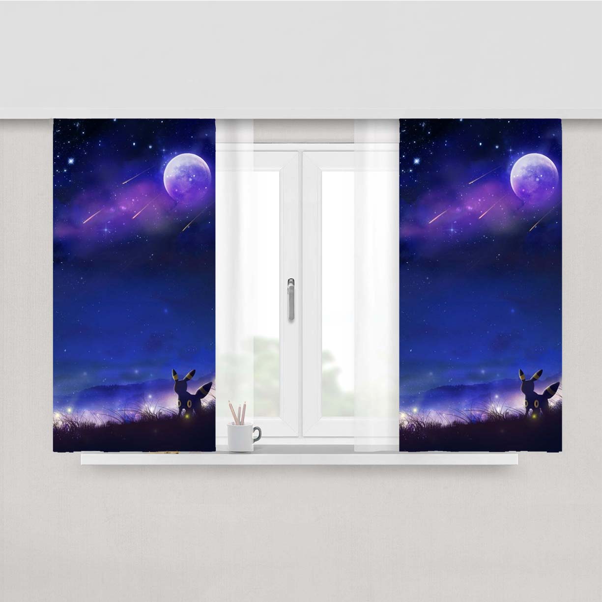 Pokemon Umbreon Nightfall Peach Skin Window Curtains