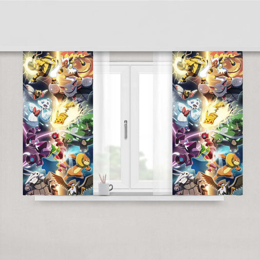 Pokemon Versus All M Peach Skin Window Curtains