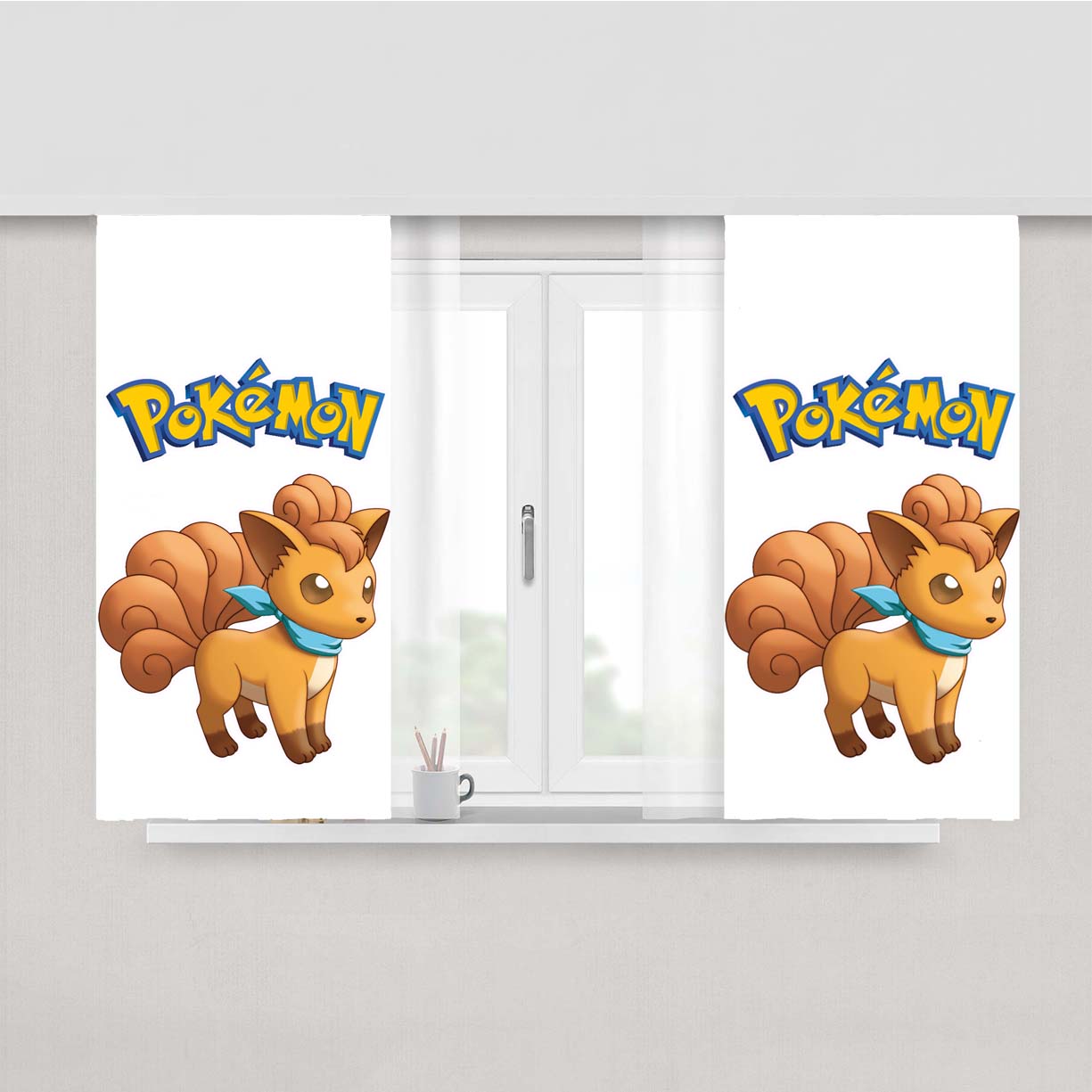 Pokemon Vulpix Pokedex Peach Skin Window Curtains