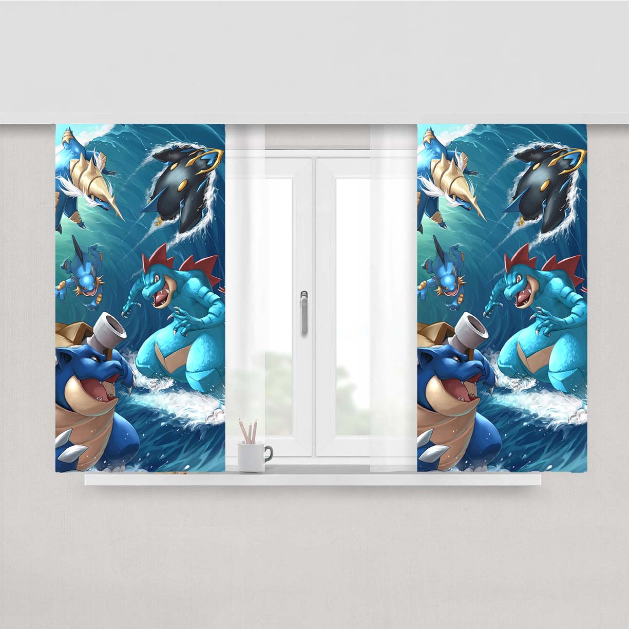 Pokemon Water Type Collections Peach Skin Window Curtains