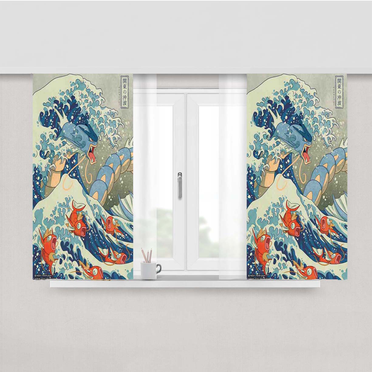 Pokemon Wave Peach Skin Window Curtains