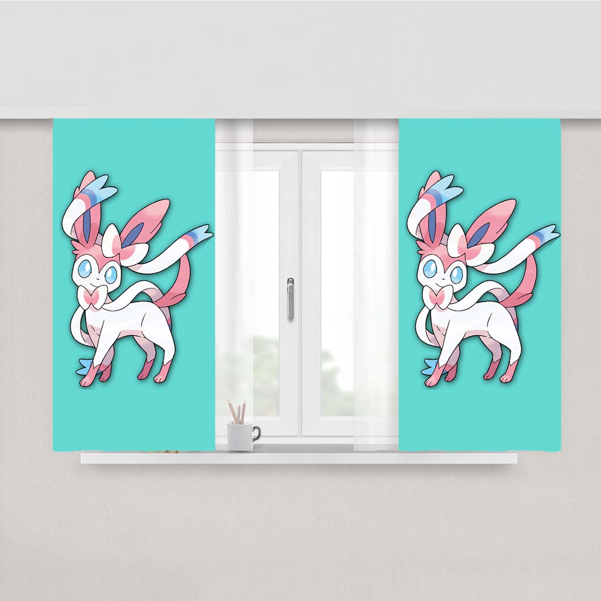 Pokemon X Y Sylveon Eevee Evolution Peach Skin Window Curtains