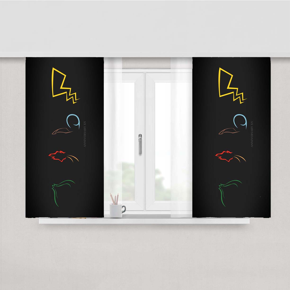 Pokemon Xv Anniversary Peach Skin Window Curtains