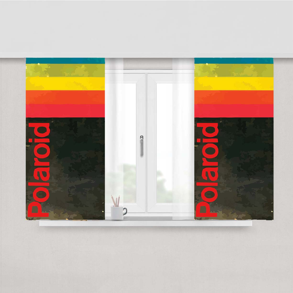 Polaroid Peach Skin Window Curtains