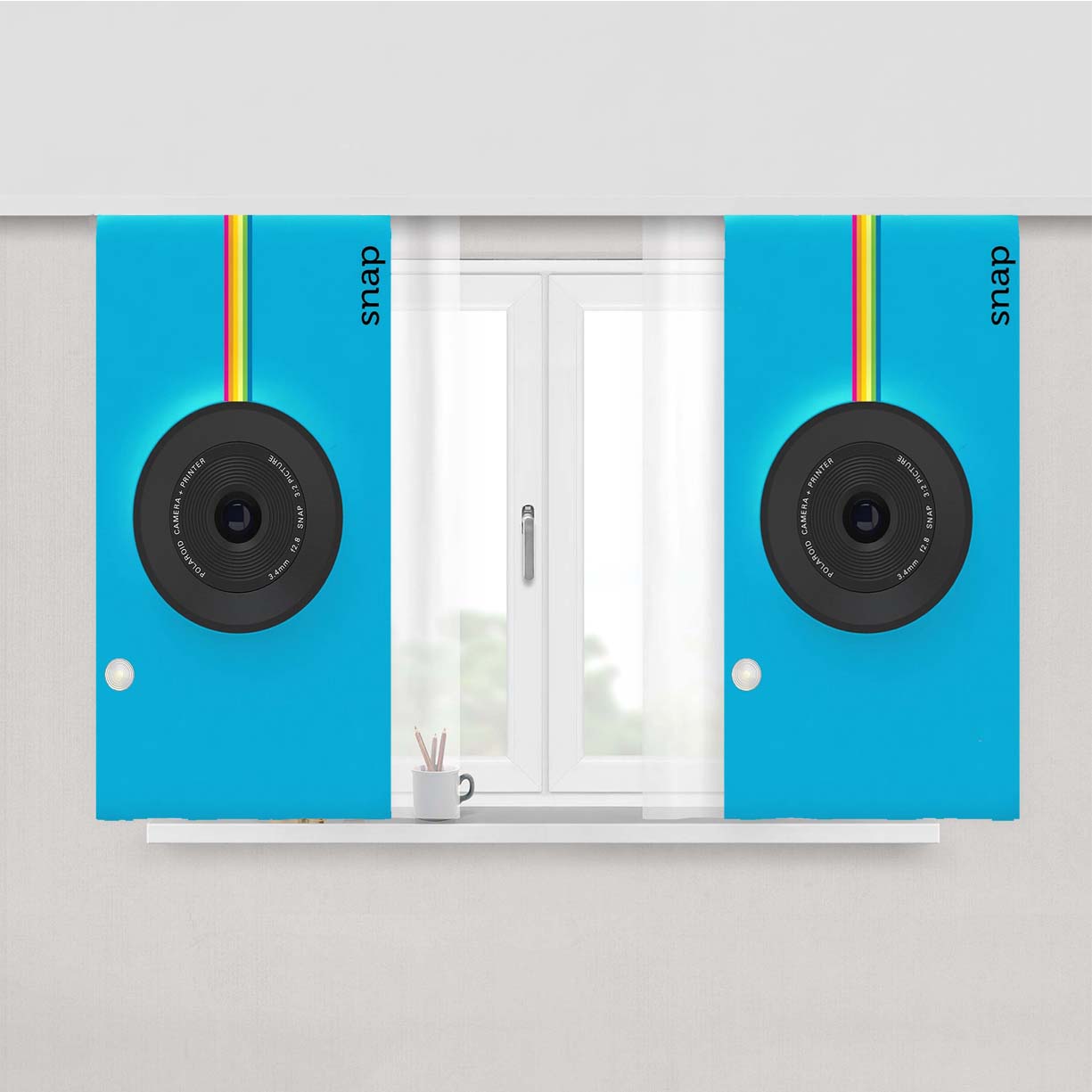 Polaroid Snap Instant Digital Camera Blue Peach Skin Window Curtains