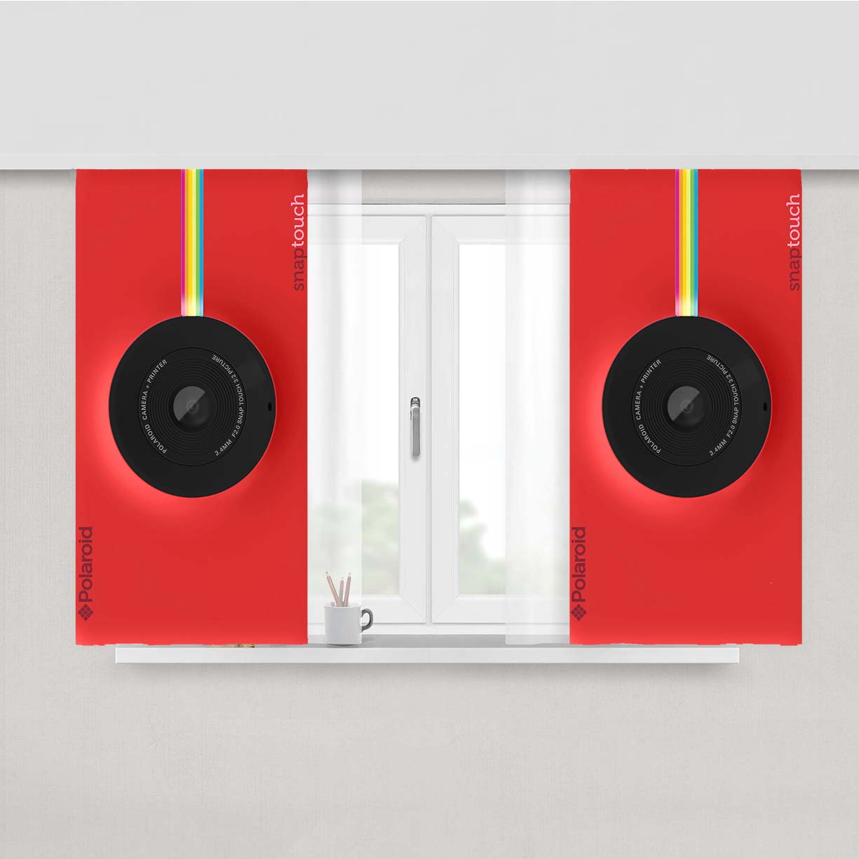 Polaroid Snap Instant Digital Camera Red Peach Skin Window Curtains