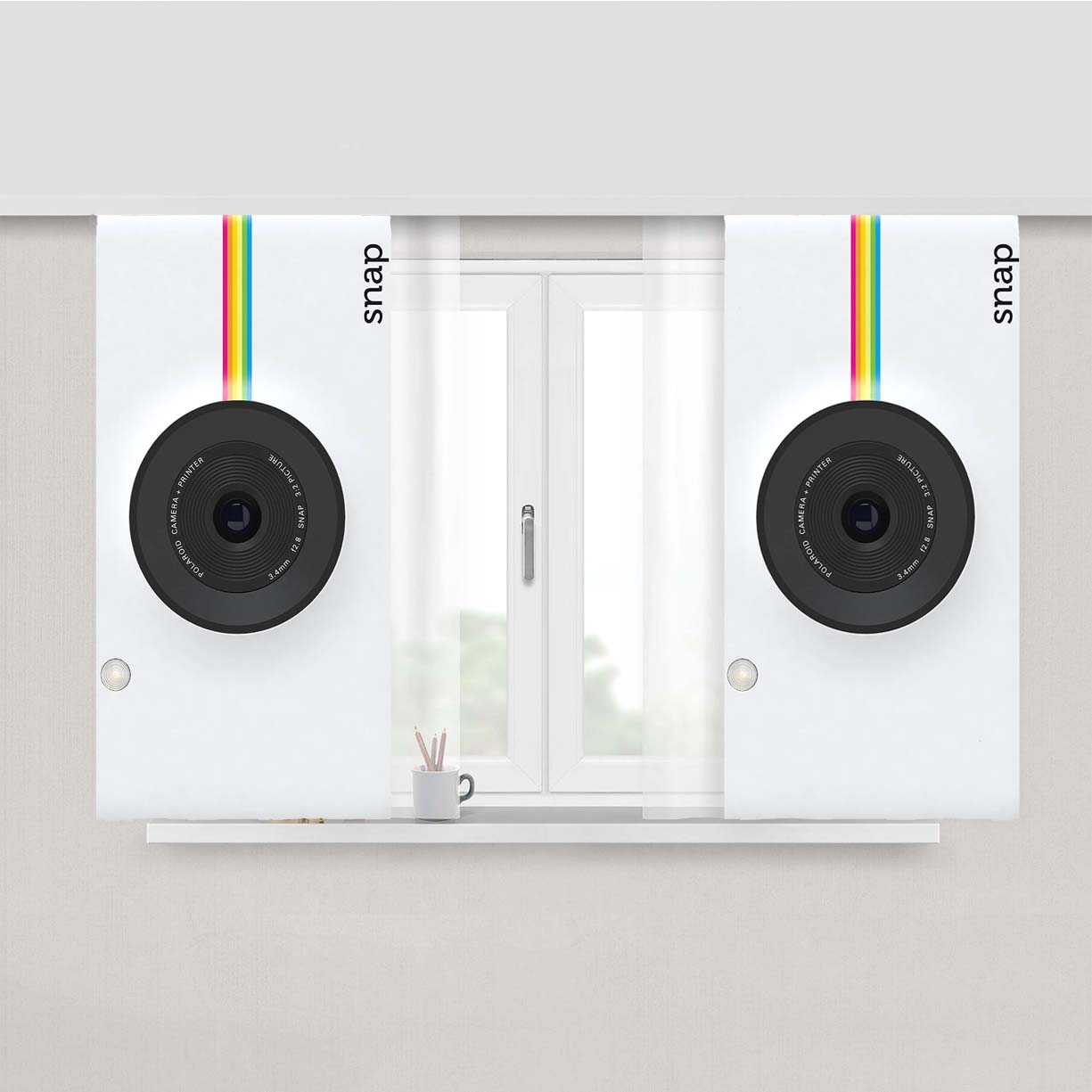 Polaroid Snap Instant Digital Camera White Peach Skin Window Curtains