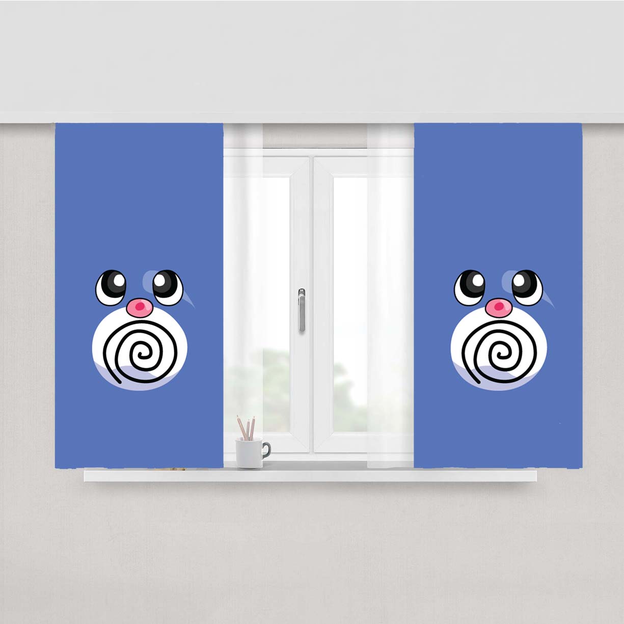 Poliwag Pokemon Peach Skin Window Curtains