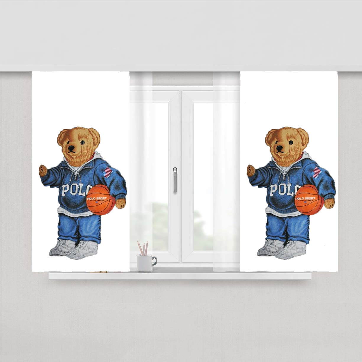 Polo Bear Peach Skin Window Curtains