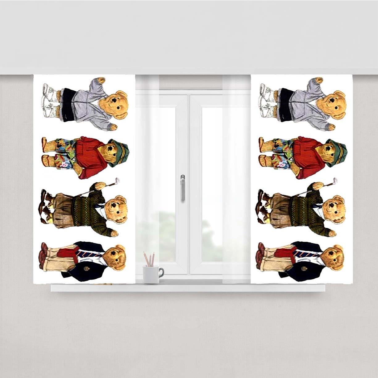 Polo Bear Collection School Peach Skin Window Curtains