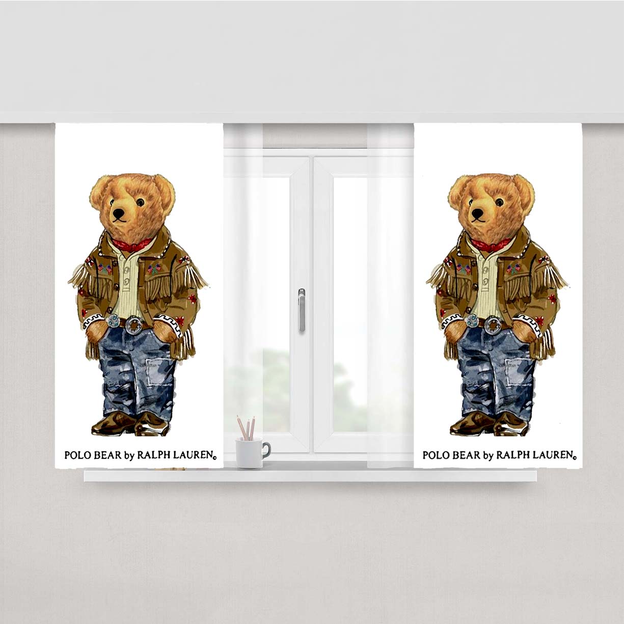 Polo Bear Indian Costume Peach Skin Window Curtains