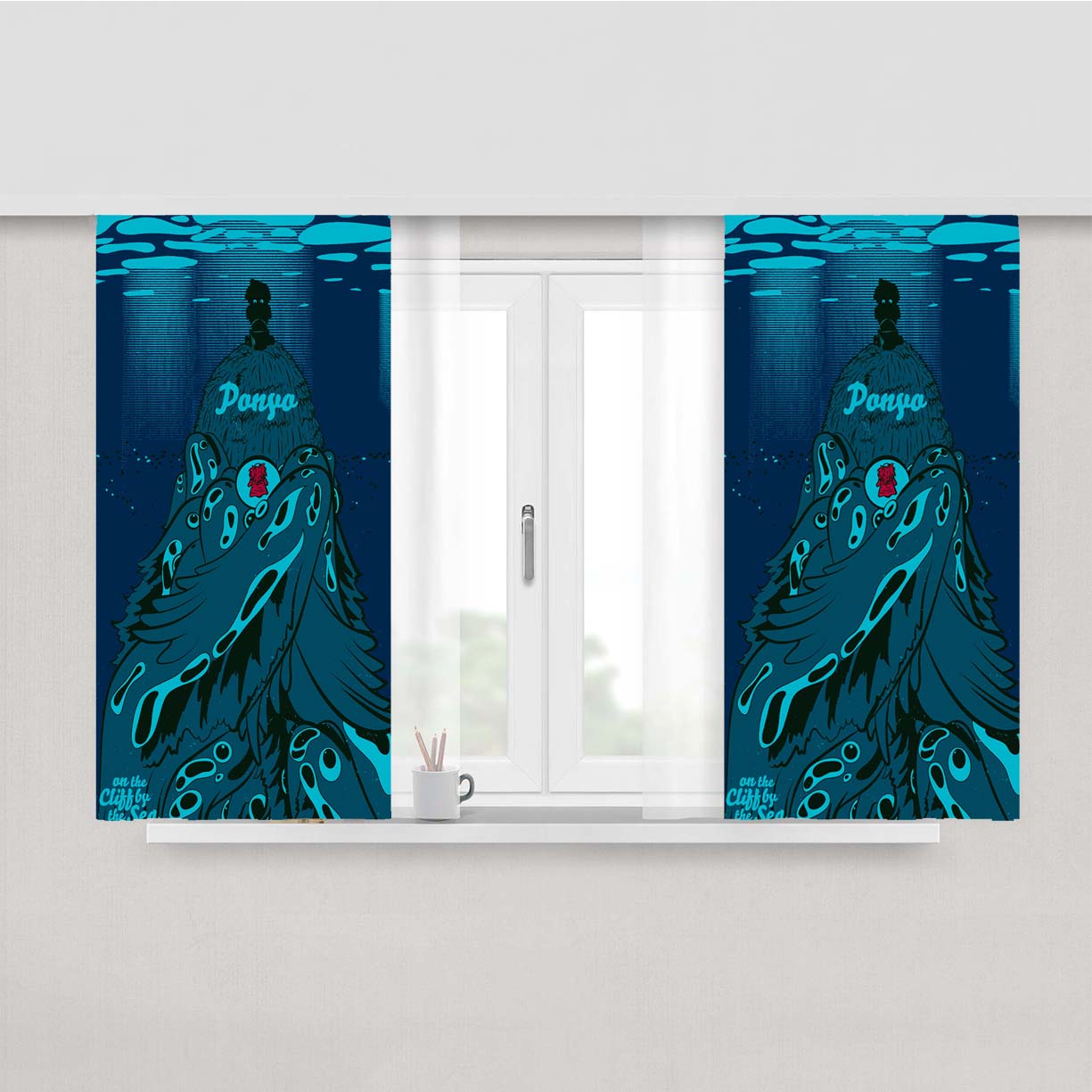 Ponyo Of The Cliff Peach Skin Window Curtains