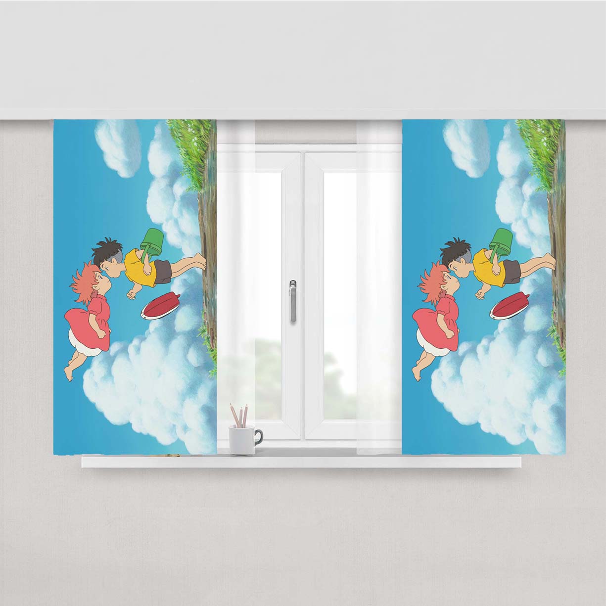 Ponyo On The Cliff By The Sea Peach Skin Window Curtains
