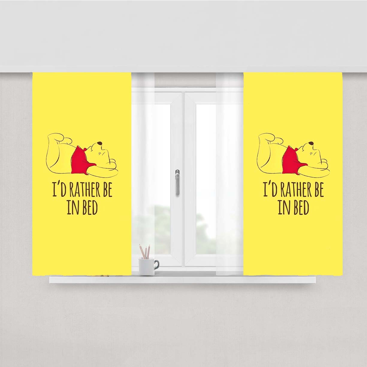 Pooh Bedroom Rather Be In Bed Wallpaper Peach Skin Window Curtains