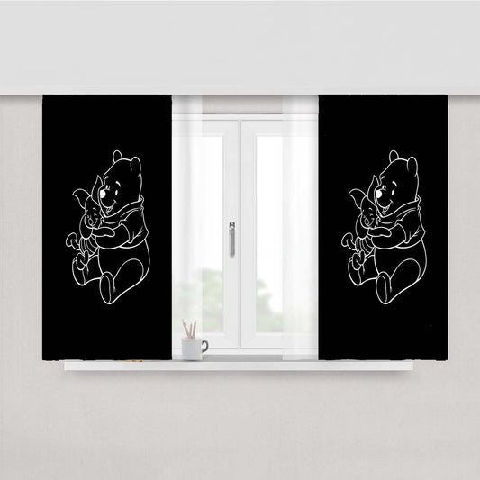 Pooh Dark Hug Peach Skin Window Curtains
