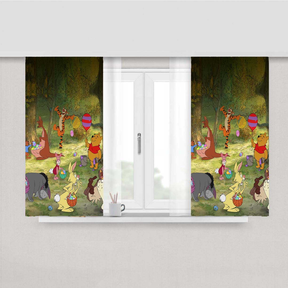 Pooh Party Peach Skin Window Curtains