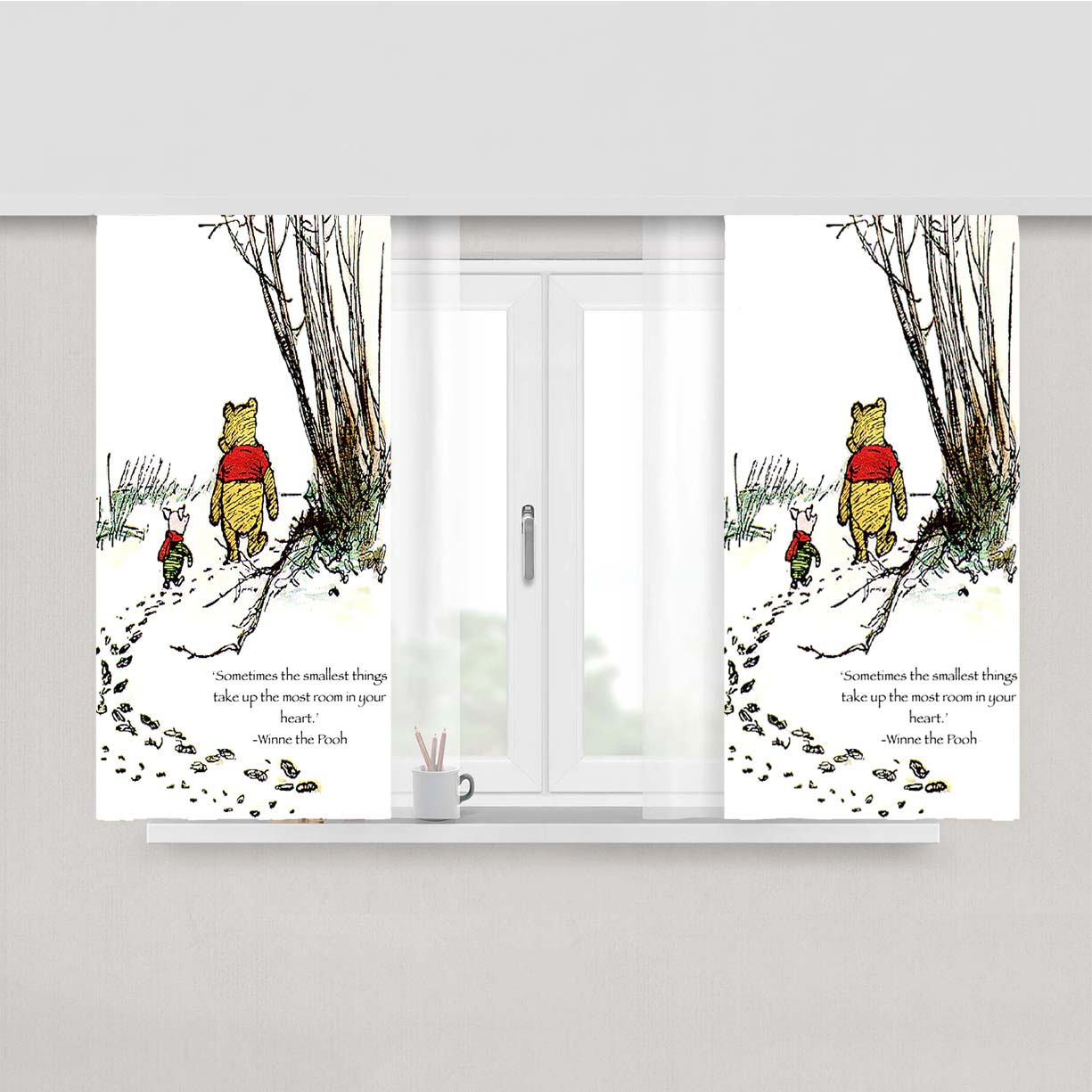 Pooh The Smallest Things Peach Skin Window Curtains