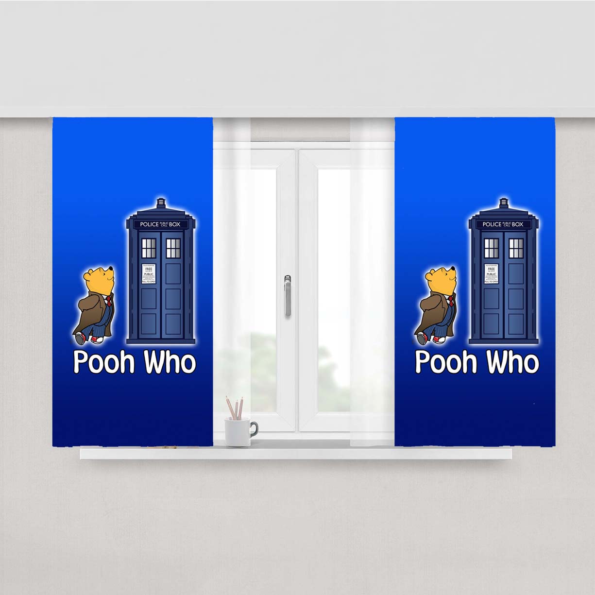 Pooh Who Peach Skin Window Curtains