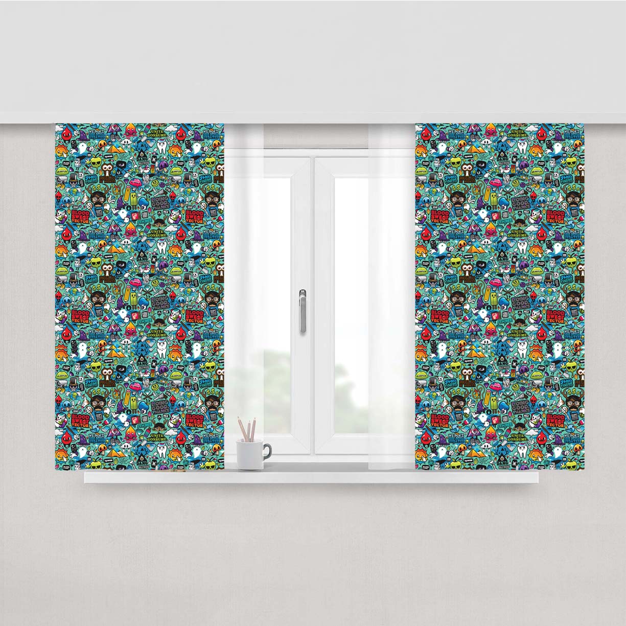 Pop Art Peach Skin Window Curtains