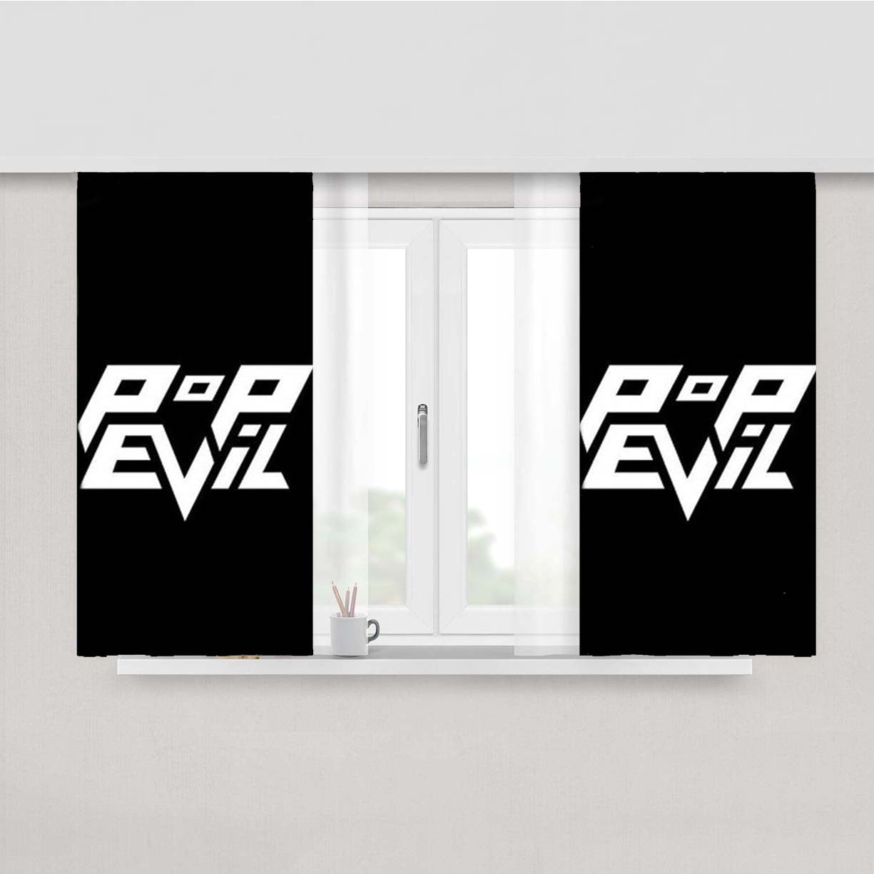 Pop Evil Black White Peach Skin Window Curtains