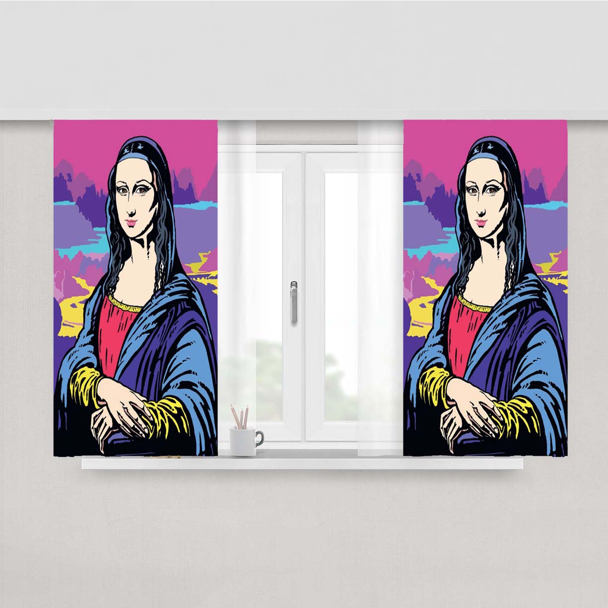 Popart Monalisa Peach Skin Window Curtains