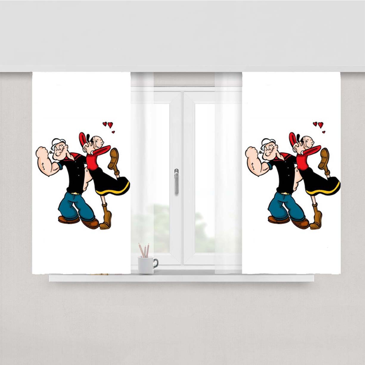 Popeye And Olive Peach Skin Window Curtains