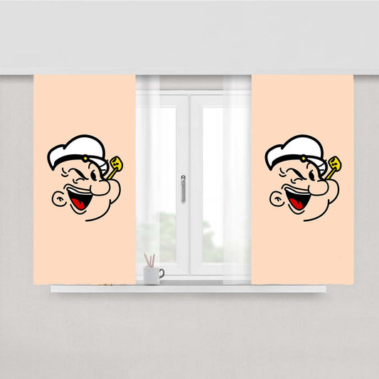 Popeye The Sailor Man Minimalistic Peach Skin Window Curtains