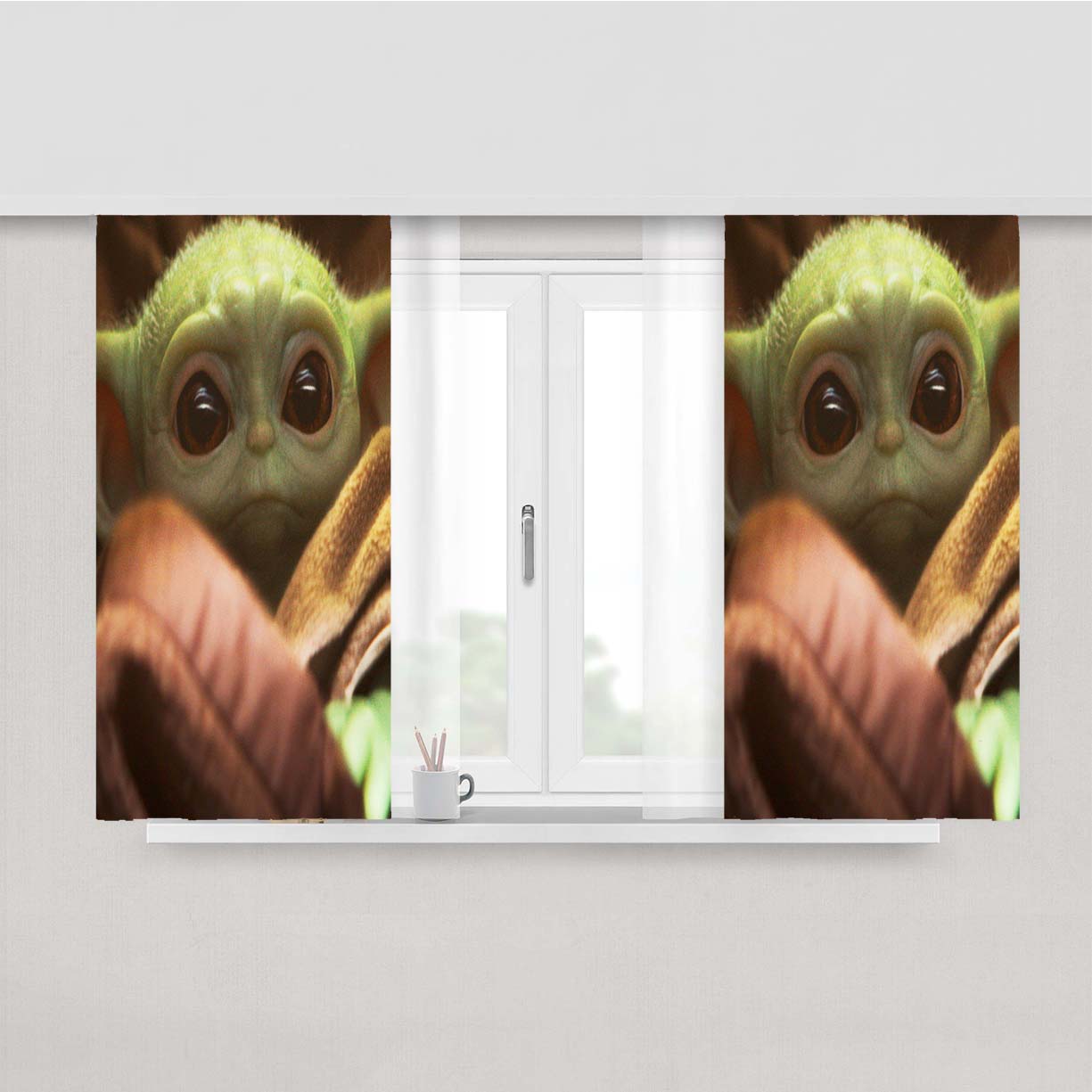 Popular Baby Yoda Peach Skin Window Curtains