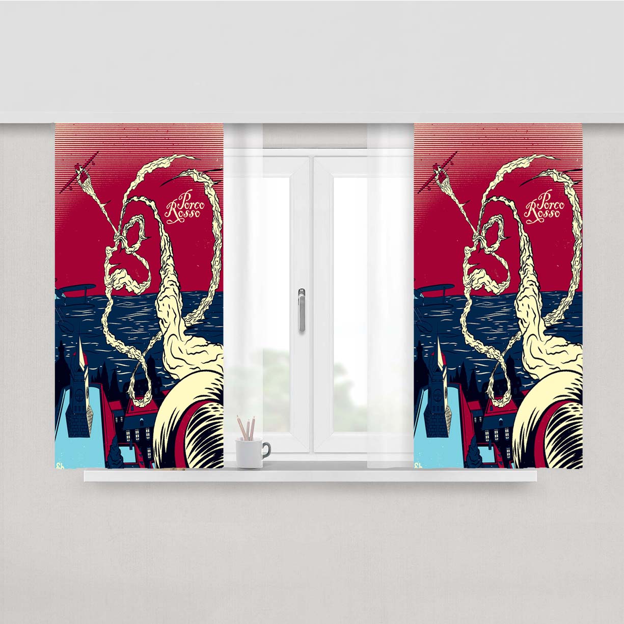 Porco Rosso Peach Skin Window Curtains