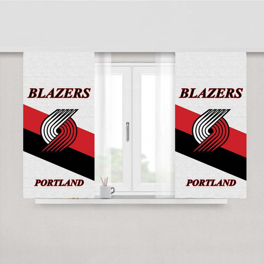 Portland Blazers Logo Stripe Peach Skin Window Curtains