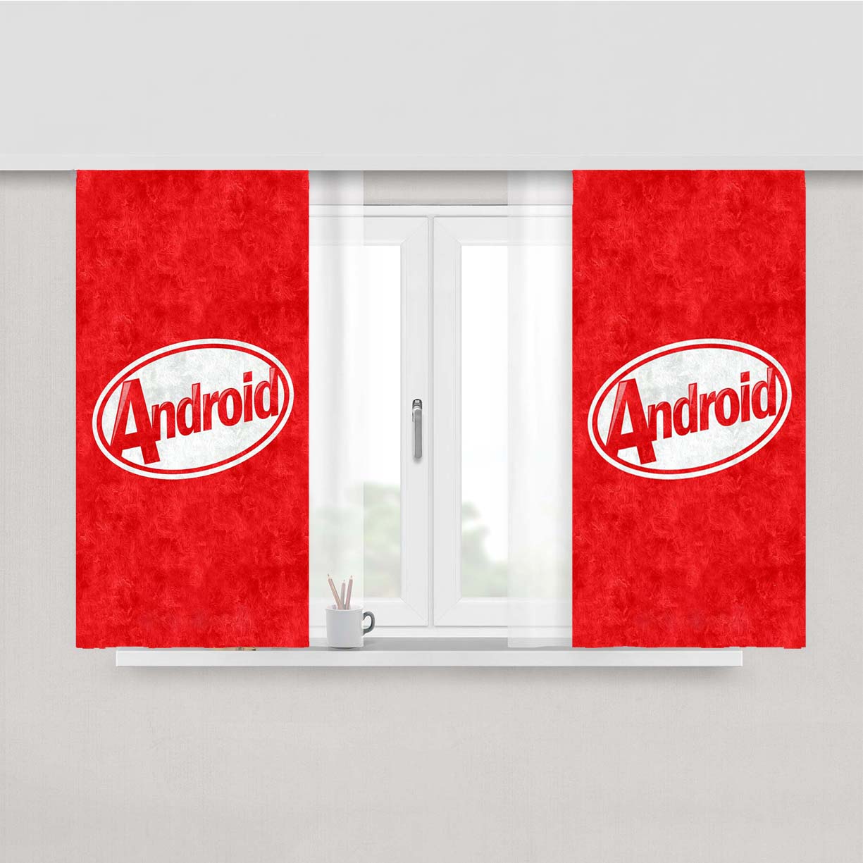 Portrait Android Kitkat Peach Skin Window Curtains