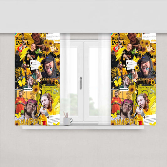 Post Malone Austin Post Photo Collages Peach Skin Window Curtains