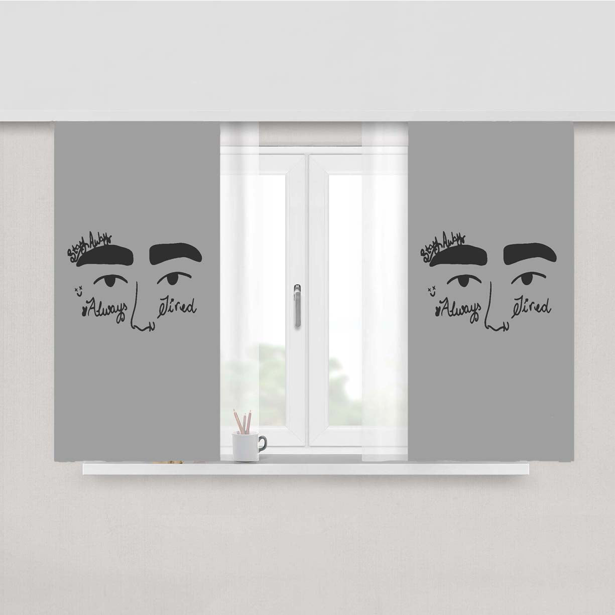 Post Malone Face Tattoo Peach Skin Window Curtains