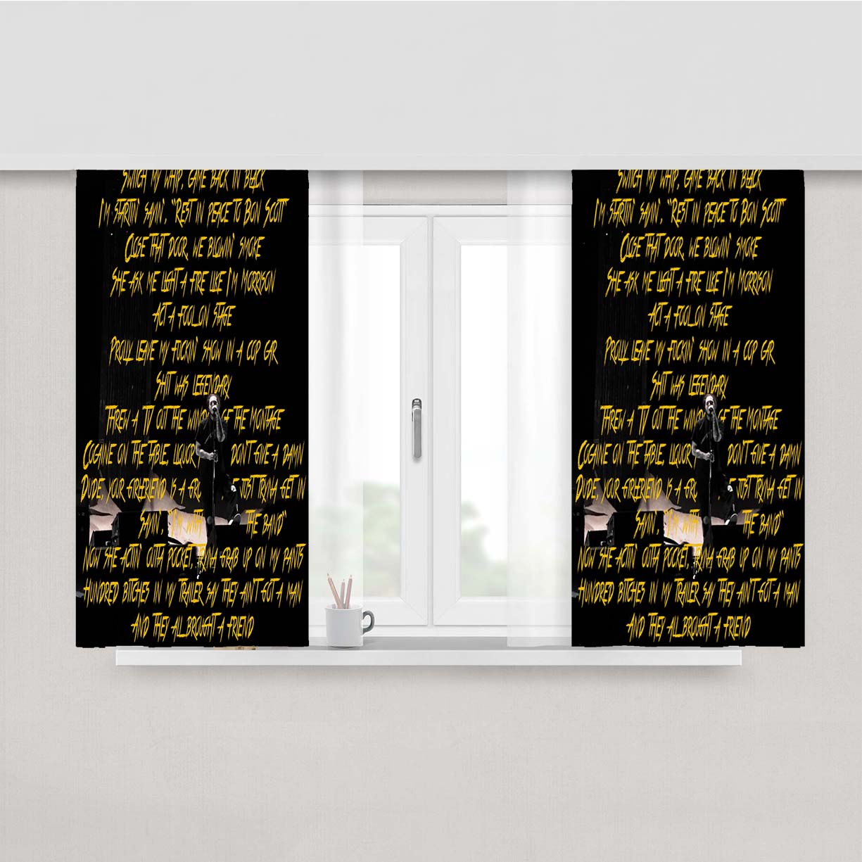 Post Malone Quotes Lyrics Peach Skin Window Curtains
