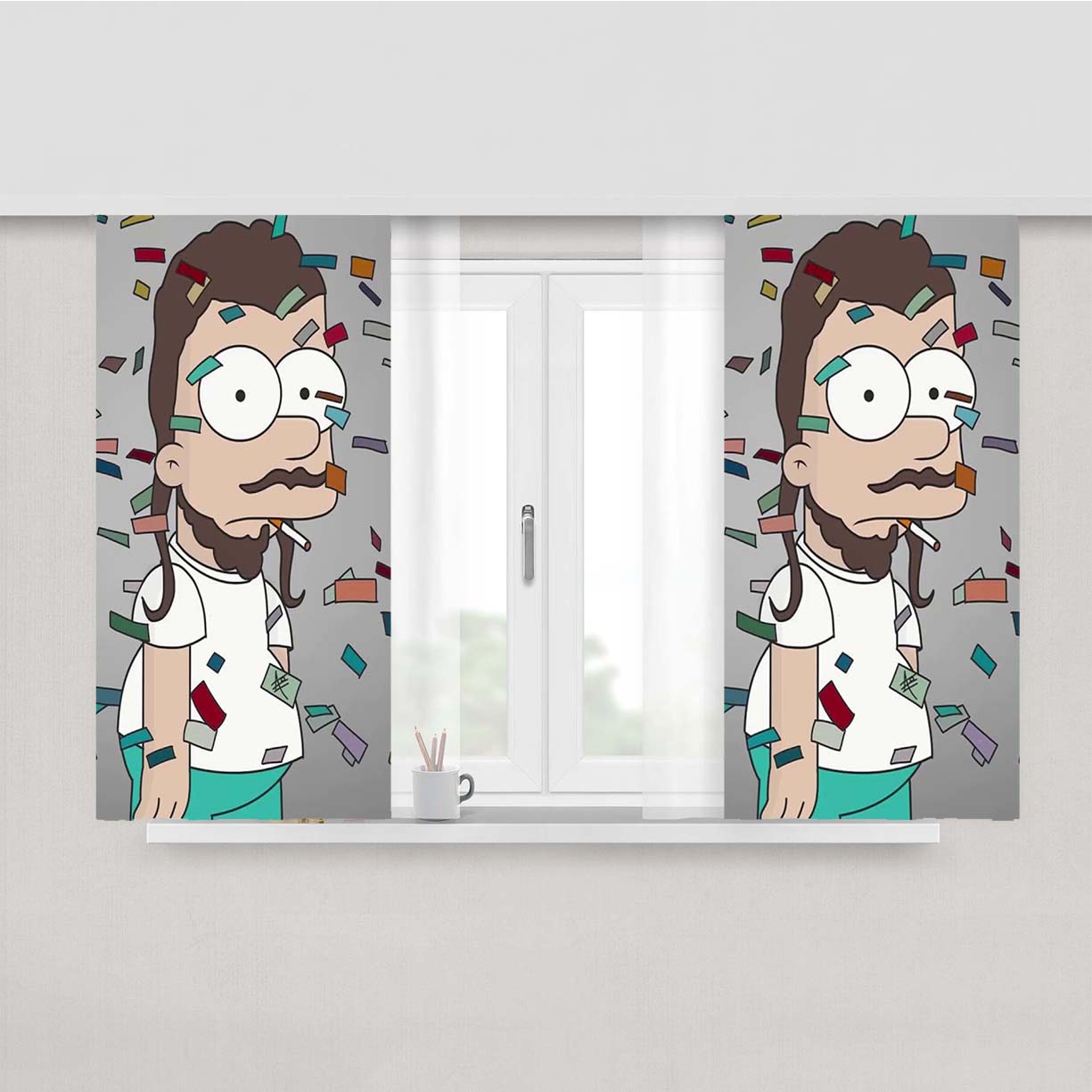 Post Malone Simpsons Peach Skin Window Curtains