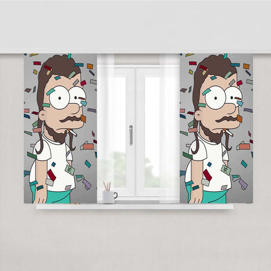 Post Malone Simpsons Peach Skin Window Curtains