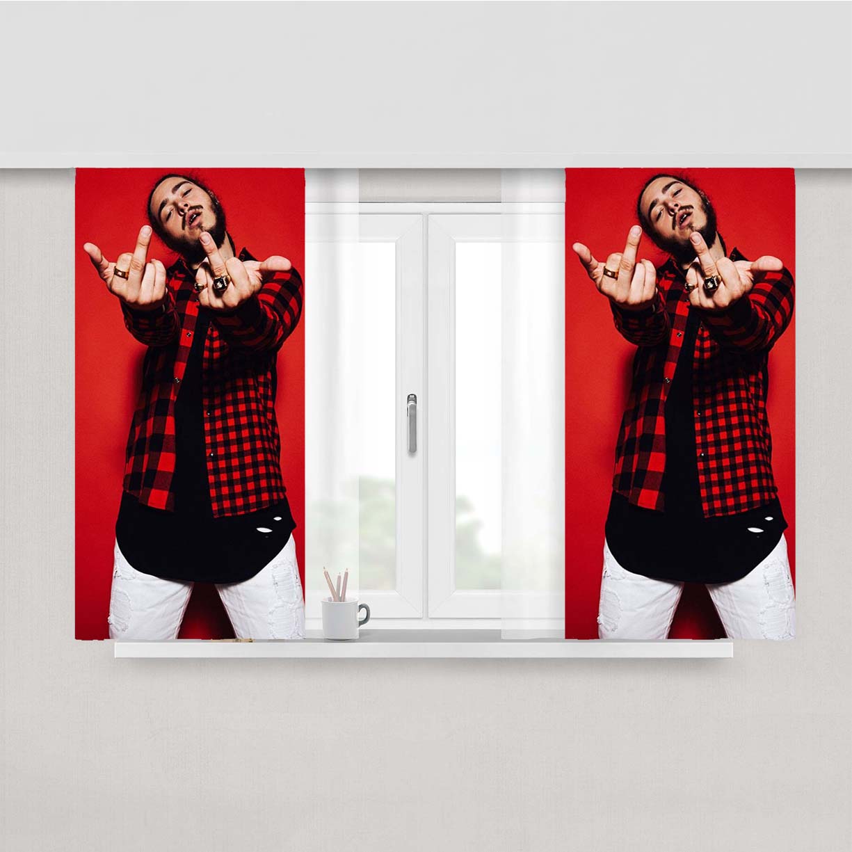 Post Malone Stoney Peach Skin Window Curtains